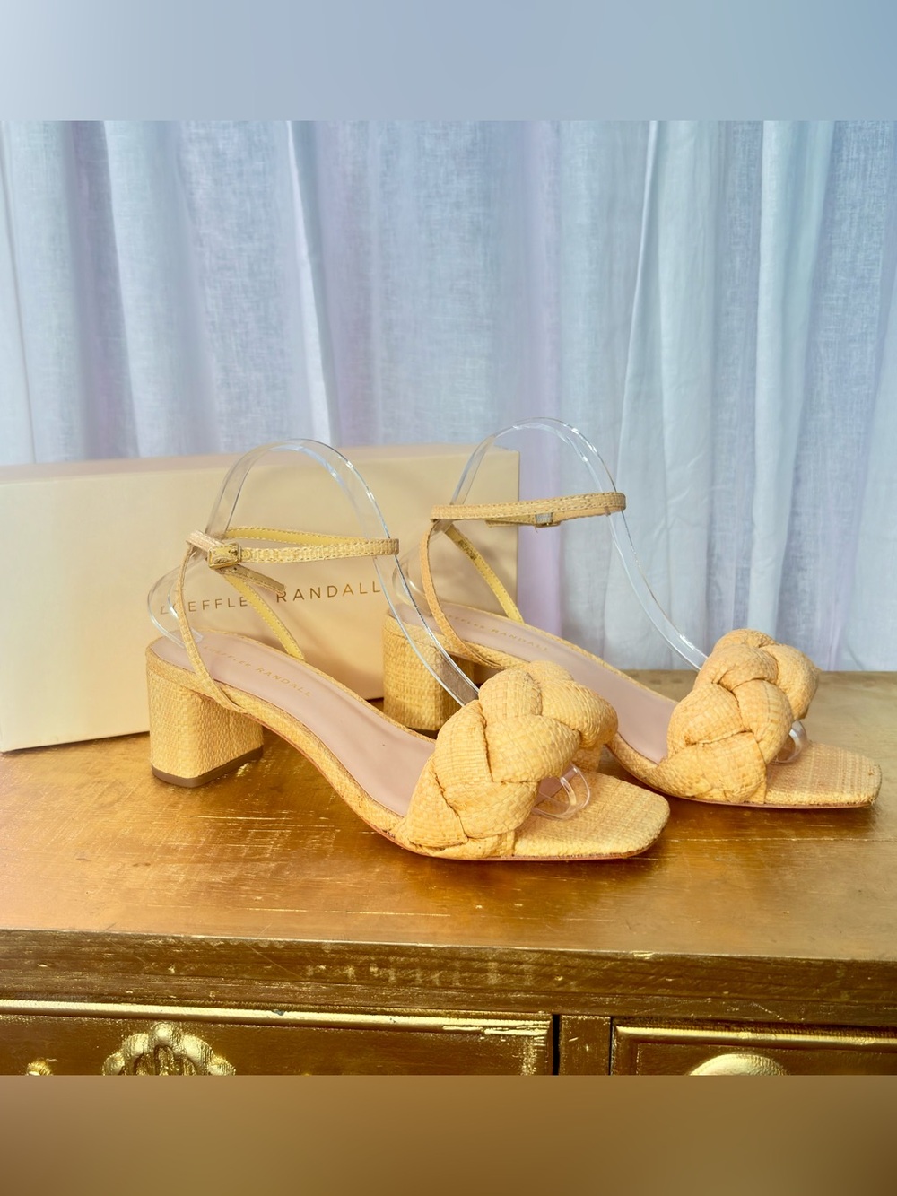 Loeffler Randall Natural Raffia Braided Heel Sandals 9.5